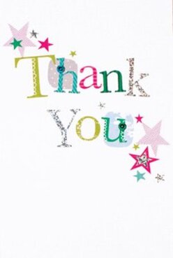 This thank you card bursts with delight and festive energy, its design inspired by the creative heartbeat of Whitechapel. The words 'Thank You' sweep across the center, every letter unique-some embroidered in silver with a dazzling glimmer, others patterned in polka dots and stitched textures, bringing to mind the artisan tapestries found along Whitechapel Market. Vibrant stars in bold magenta, teal, and shimmering gold scatter around the text, resembling confetti lofted in the air after a joyful gathering at Vallance Gardens. The tactile surface gleams under gentle lighting, inviting fingertips to trace the cheerful script, highlighting the quality and artistry local florists value so deeply. Against a background of snowy white, each colour stands out vividly, reminiscent of morning sunlight entering a Whitechapel studio. Imagine pairing this playful card with a freshly arranged seasonal bouquet delivered to a loved one near the Royal London Hospital-the perfect gesture of gratitude, brimming with creativity and care. The entire design is a celebration of thankfulness, individuality, and the skilled craft infusing every piece prepared by Whitechapel Florist.