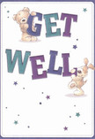Cheerful and genuine, this illustrated get well card exudes a sense of kindness that feels at home in the heart of Whitechapel. Two whimsical characters-a soft, cuddly teddy bear and an energetic puppy-spring forth from the page, each lovingly balancing vibrant, oversized letters that form the words 'Get Well.' Indigo and teal hues fill the playful text with gentle vibrancy, standing out against a smooth cream backdrop evocative of morning light falling across Whitechapel's historic streets. Delicate stars, rendered in complimentary shades of blue and purple, twinkle amid the letters, adding a sense of magic and comfort much like discovering the perfect bouquet at a neighbourhood florist. The bear's illustrated coat and the puppy's velvety ears are tenderly depicted, so inviting that their embrace feels almost tangible. This card extends not just a message but a heartfelt, emotional salve-an ideal gesture for bringing comfort and hope to someone on the mend in Whitechapel's close community.